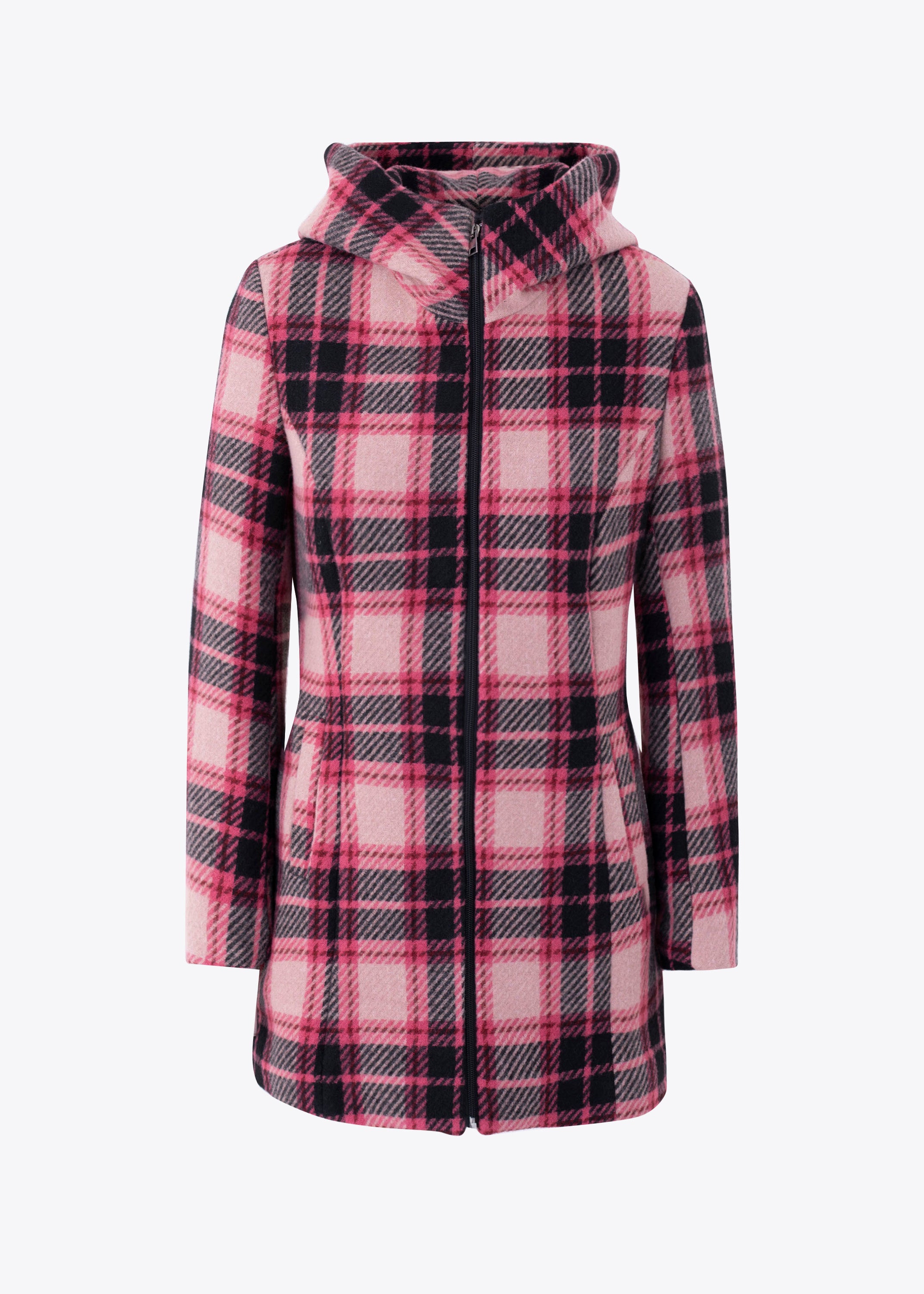 Cappotto corto con cerniera fantasia tartan - FW25